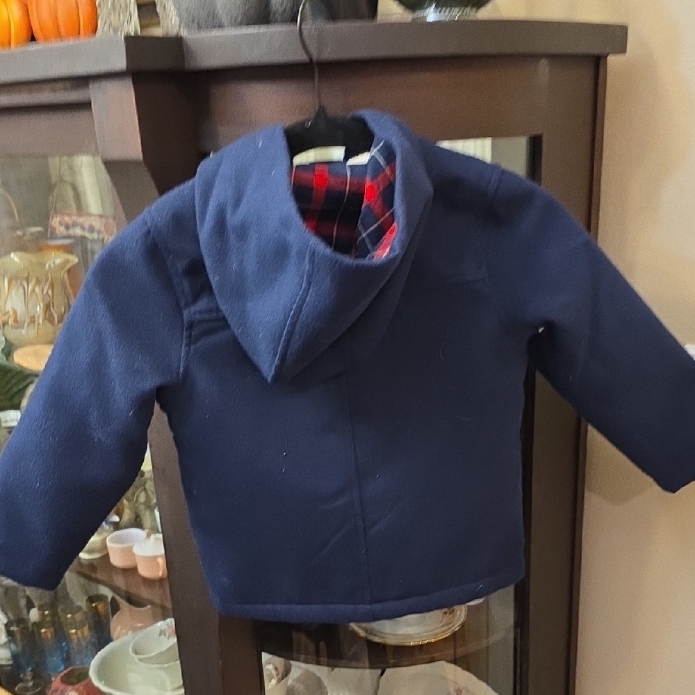 Oshkosh Blue Winter Pea Coat Hooded 3t - Picture 3 of 4